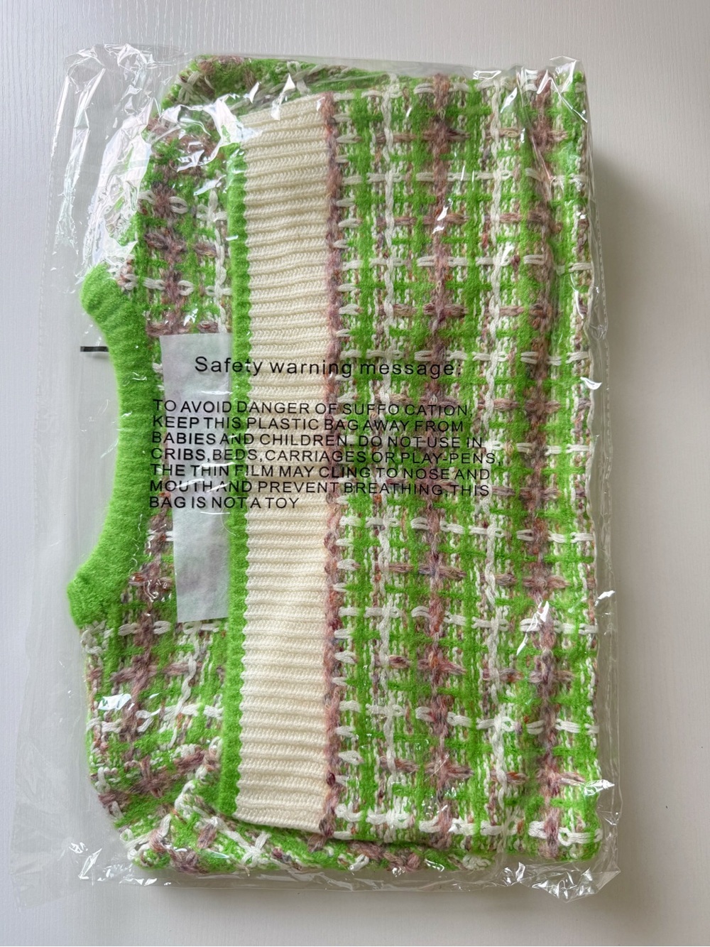 Easel Totally Buggin Tweed Sweater Top Lime Green Plaid 99s Clueless New Medium - Picture 13 of 14